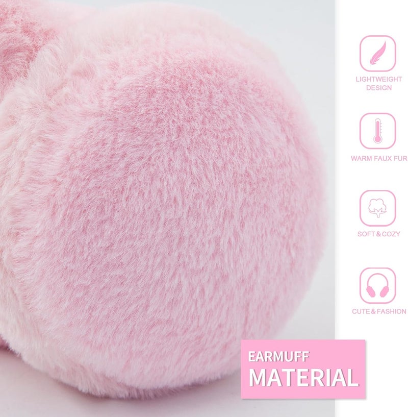 YATANAM Women Ear Muffs Winter Girls White Earmuffs Fuzzy Kids Black Ear Muff Cute Fluffy Ear Warmers Foldable Ear Covers Boy - Image 3